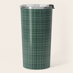 Mid Century Modern Fine Weave Minimalist Retro Woven Pattern in Forest Green Travel Mug Gallery Image 2