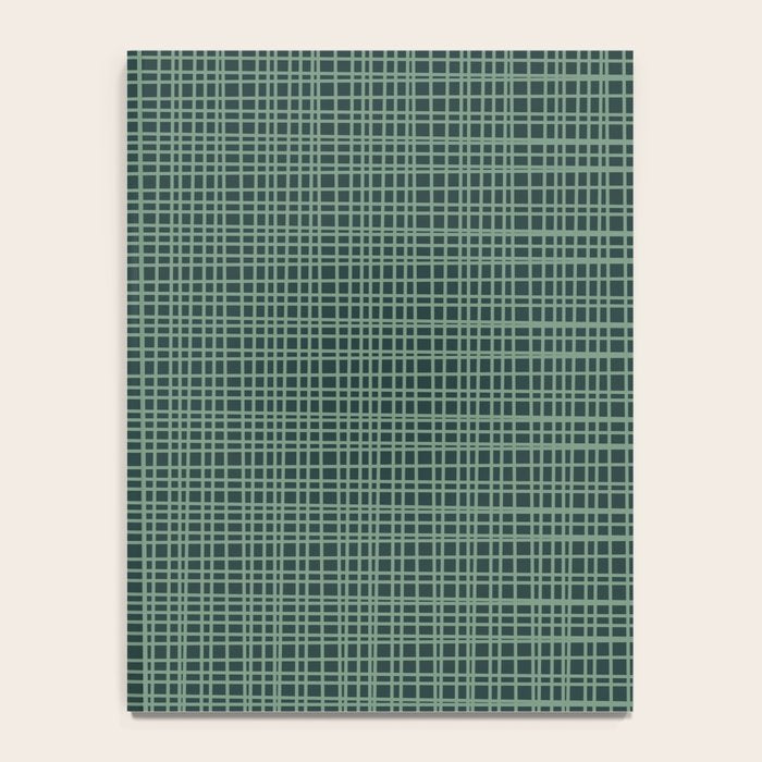 Mid Century Modern Fine Weave Minimalist Retro Woven Pattern in Forest Green Notebook Gallery Image 4