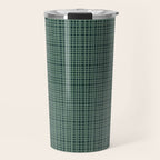 Mid Century Modern Fine Weave Minimalist Retro Woven Pattern in Forest Green Travel Mug Gallery Image 1