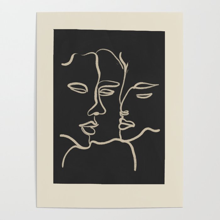 Minimal Abstract Art Three Faces Poster Gallery Image 1