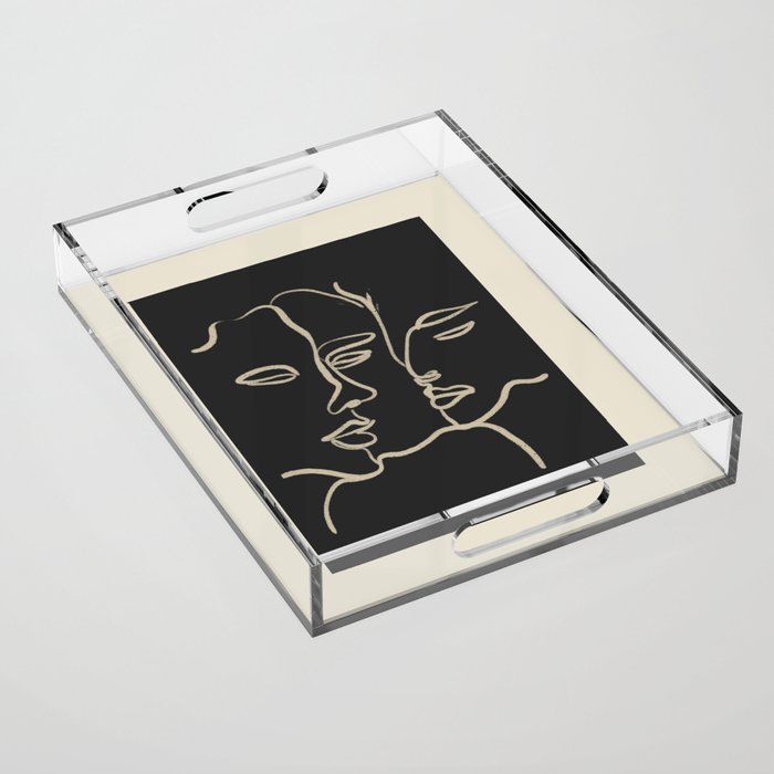 Minimal Abstract Art Three Faces Acrylic Tray Gallery Image 1