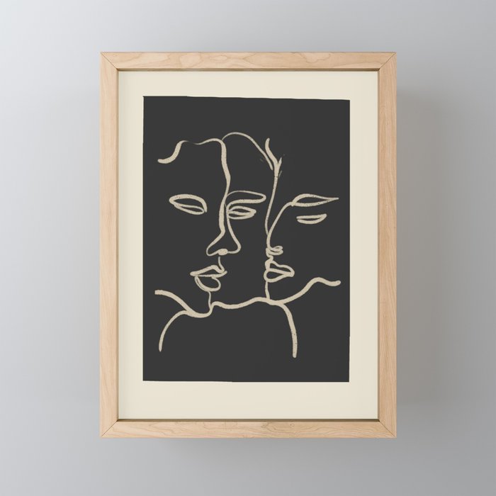 Minimal Abstract Art Three Faces Mini Art Print Gallery Image 1