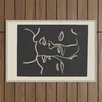 Minimal Abstract Art Three Faces Outdoor Rug Gallery Image 1