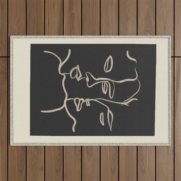Minimal Abstract Art Three Faces Outdoor Rug Gallery Image 1