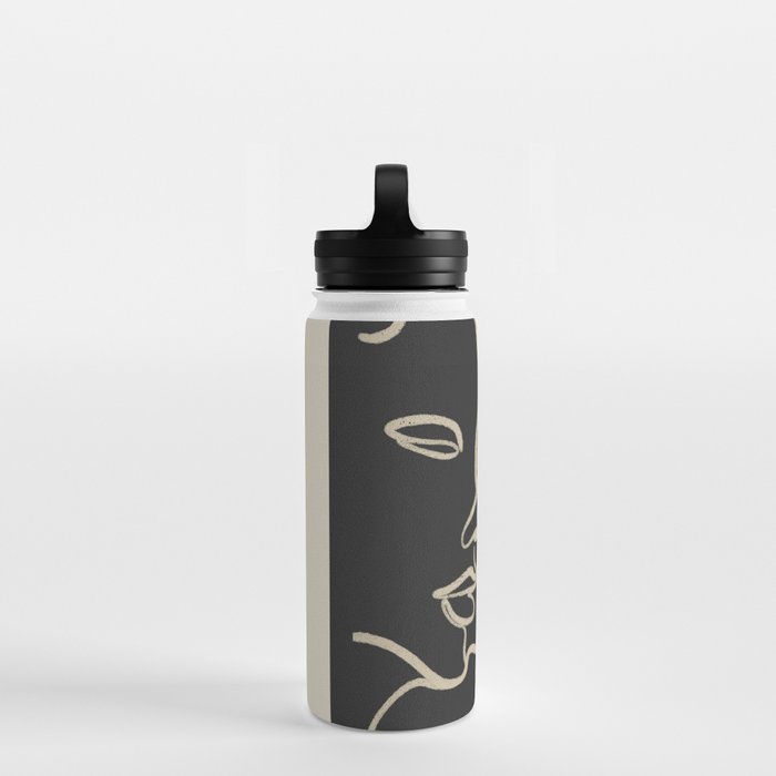 Minimal Abstract Art Three Faces Water Bottle Gallery Image 3