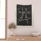 Minimal Abstract Art Three Faces Wall Tapestry Gallery Image 2