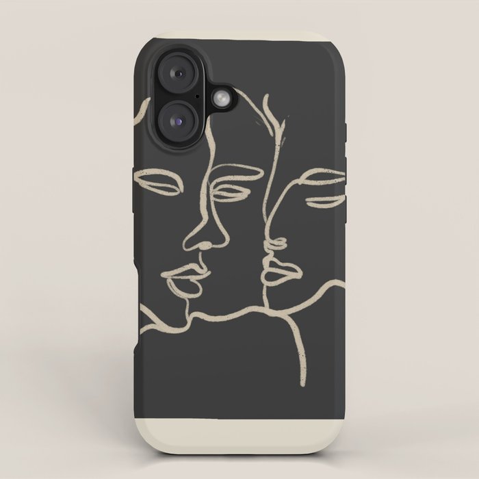 Minimal Abstract Art Three Faces iPhone Case Gallery Image 1