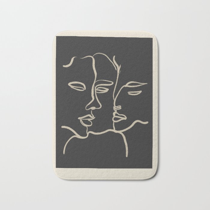 Minimal Abstract Art Three Faces Bath Mat Gallery Image 1