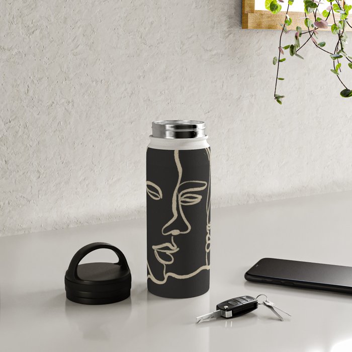 Minimal Abstract Art Three Faces Water Bottle Gallery Image 4