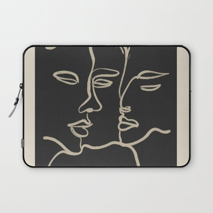 Minimal Abstract Art Three Faces Laptop Sleeve Gallery Image 1