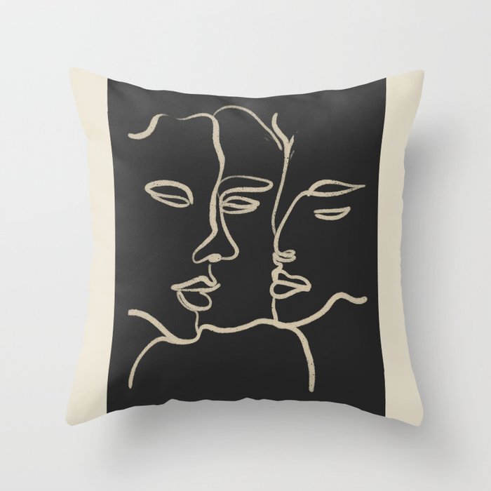 Minimal Abstract Art Three Faces Throw Pillow Gallery Image 6