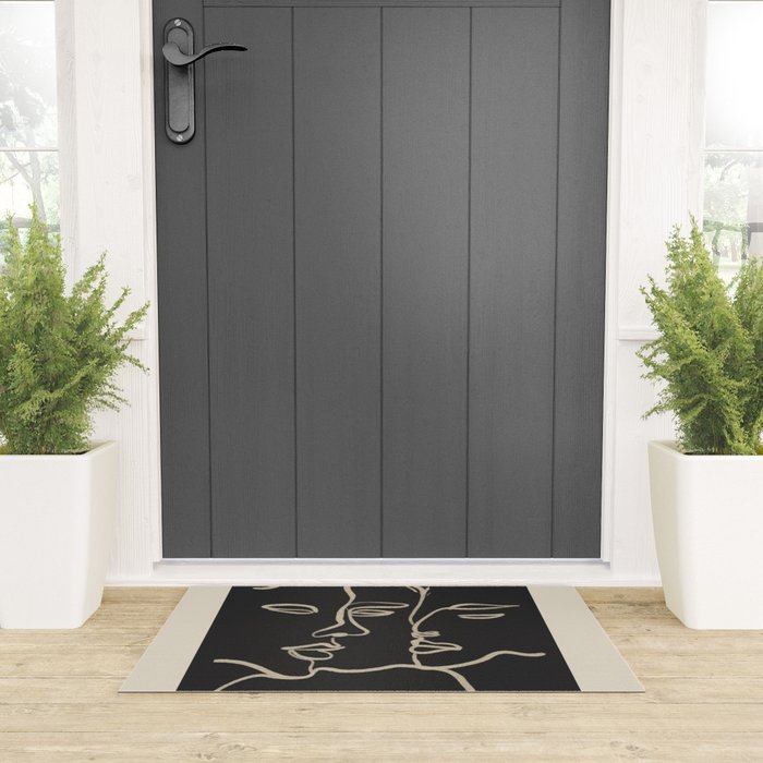Minimal Abstract Art Three Faces Welcome Mat Gallery Image 3