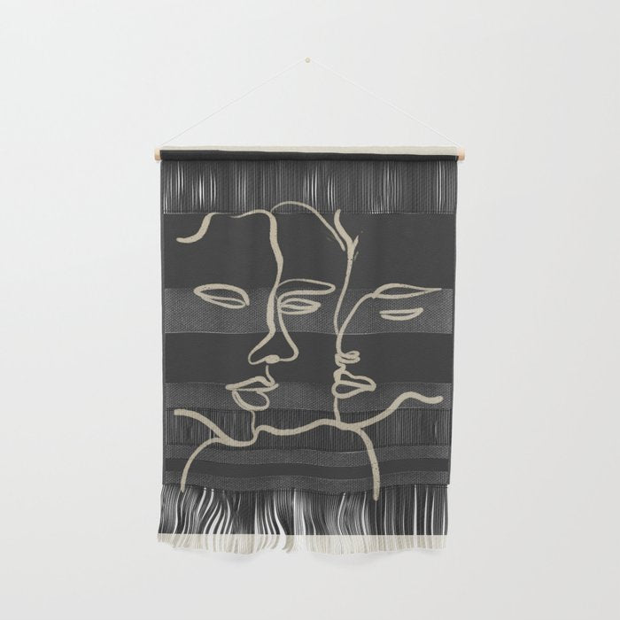 Minimal Abstract Art Three Faces Wall Hanging Gallery Image 1