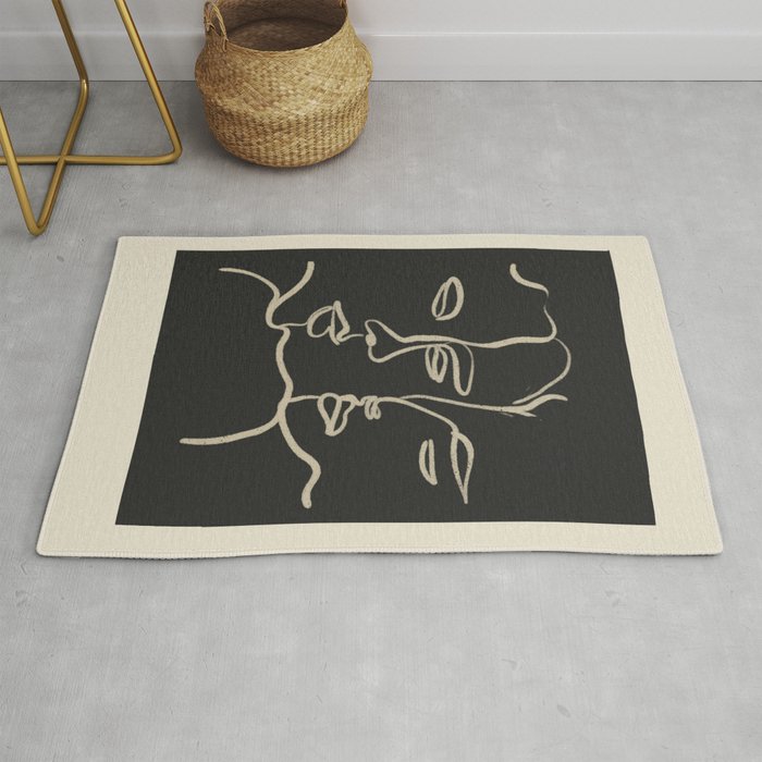 Minimal Abstract Art Three Faces Rug Gallery Image 1