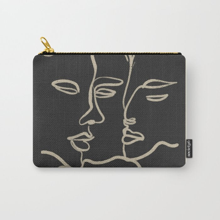 Minimal Abstract Art Three Faces Carry All Pouch Gallery Image 1