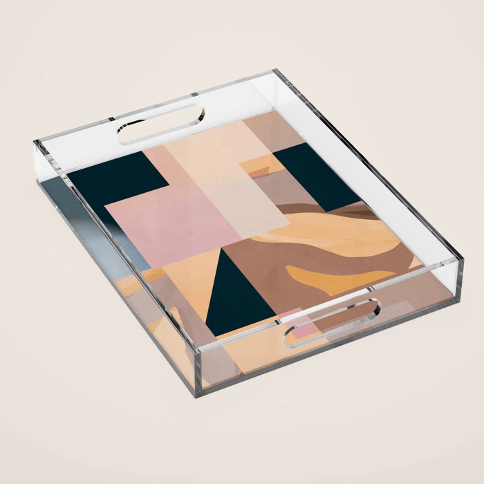 Modern Abstraction Mocha Mousse 2 Acrylic Tray Gallery Image 1