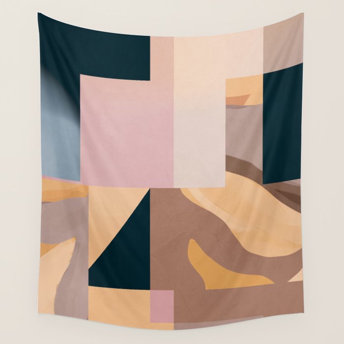 Modern Abstraction Mocha Mousse 2 Wall Tapestry Gallery Image 4
