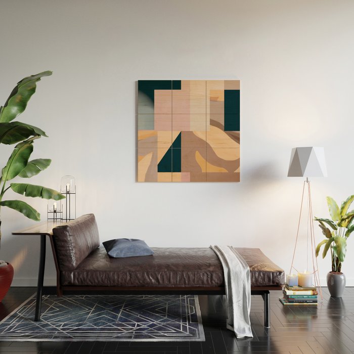 Modern Abstraction Mocha Mousse 2 Wood Wall Art Gallery Image 2