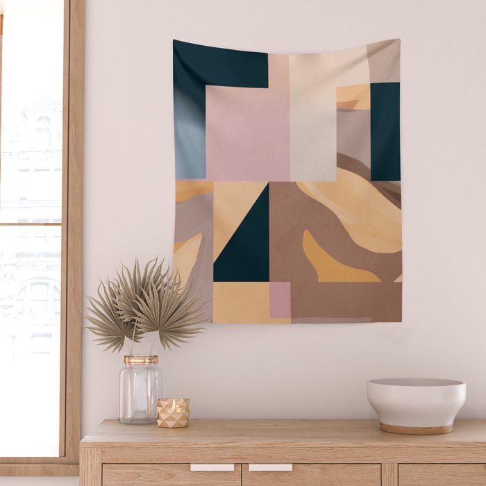 Modern Abstraction Mocha Mousse 2 Wall Tapestry Gallery Image 2