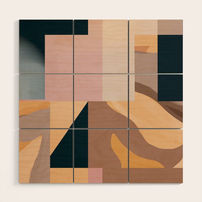 Modern Abstraction Mocha Mousse 2 Wood Wall Art Gallery Image 1