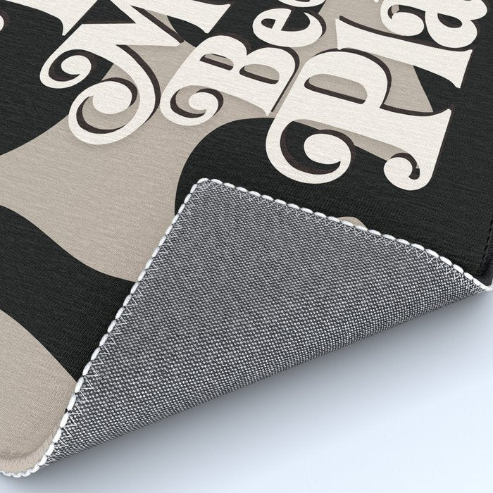 This Must Be The Place - 70s, Vintage, Retro, Abstract Pattern (Black & Beige) Rug Gallery Image 4