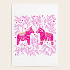 Swedish Dala Horses - Pink Palette Poster Gallery Image 4