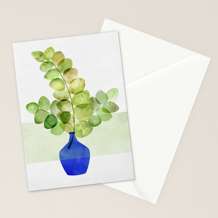 Green and Blue Eucalyptus Bouquet Stationery Card Gallery Image 2