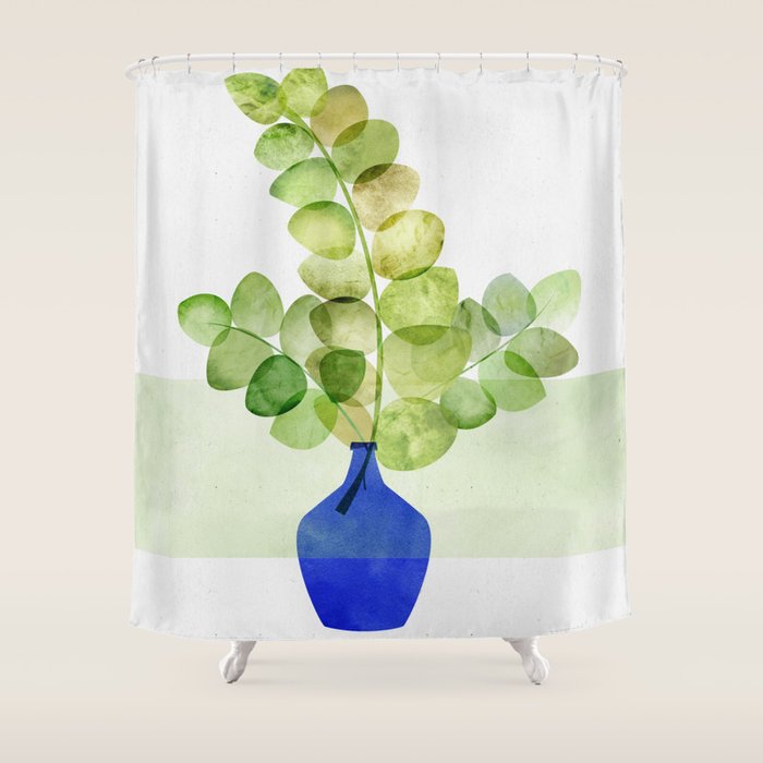 Green and Blue Eucalyptus Bouquet Shower Curtain Gallery Image 1