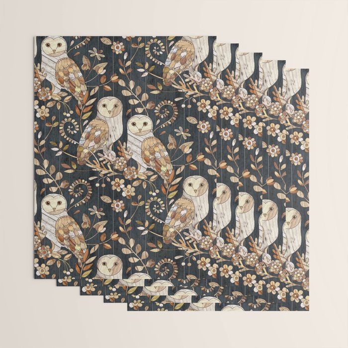 Wooden Wonderland Barn Owl Collage Wrapping Paper Gallery Image 3