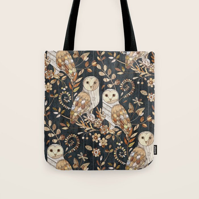 Wooden Wonderland Barn Owl Collage Tote Bag Gallery Image 1
