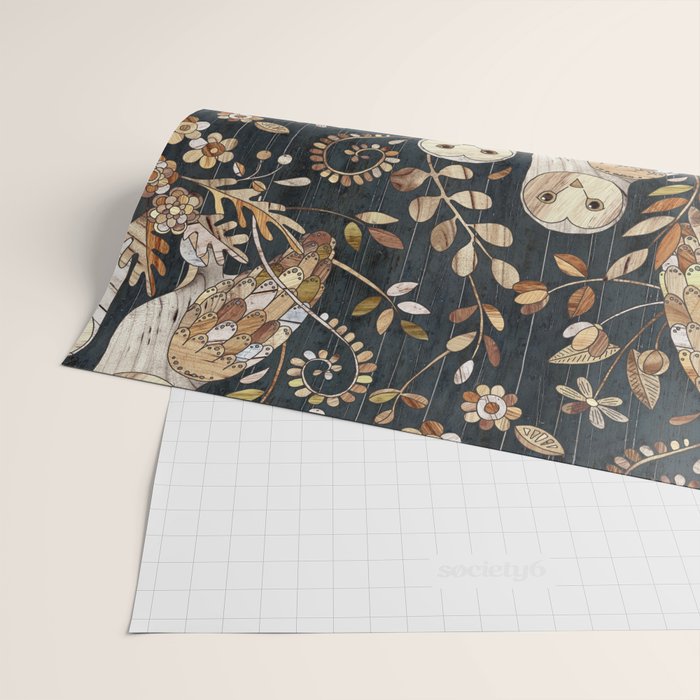 Wooden Wonderland Barn Owl Collage Wrapping Paper Gallery Image 2