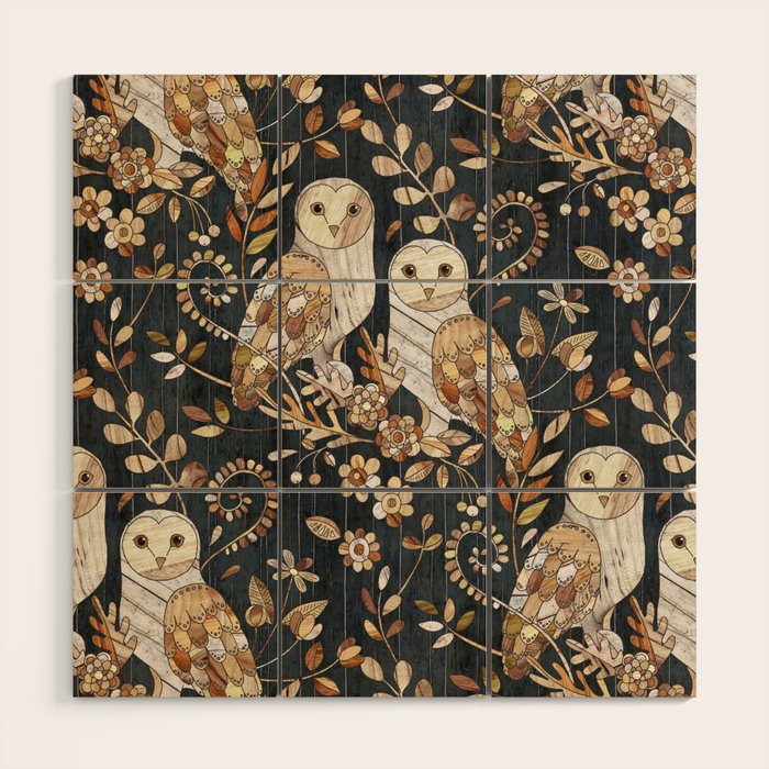 Wooden Wonderland Barn Owl Collage Wood Wall Art Gallery Image 3