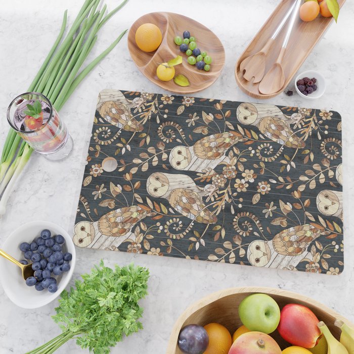 Wooden Wonderland Barn Owl Collage Cutting Board Gallery Image 2