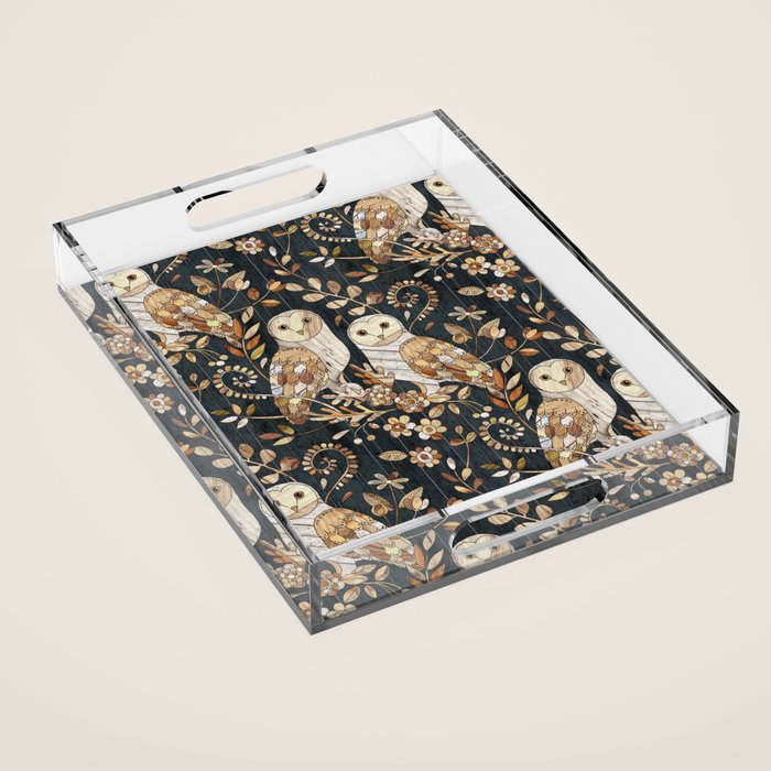 Wooden Wonderland Barn Owl Collage Acrylic Tray Gallery Image 1