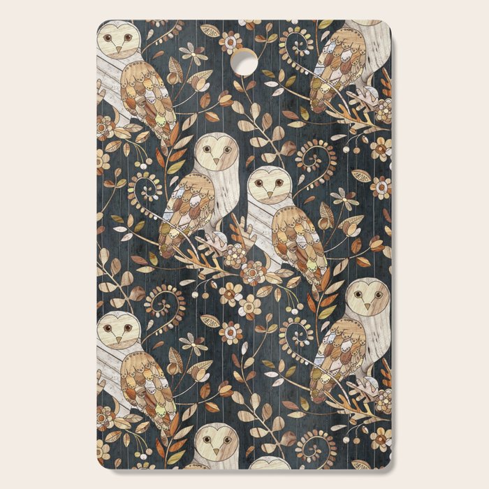 Wooden Wonderland Barn Owl Collage Cutting Board Gallery Image 1