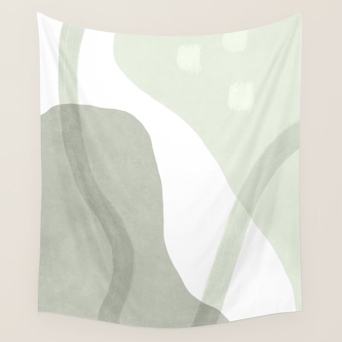 Green watercolor shapes Wall Tapestry Gallery Image 4