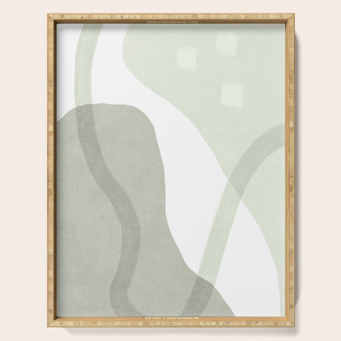 Green watercolor shapes Serving Tray Gallery Image 1