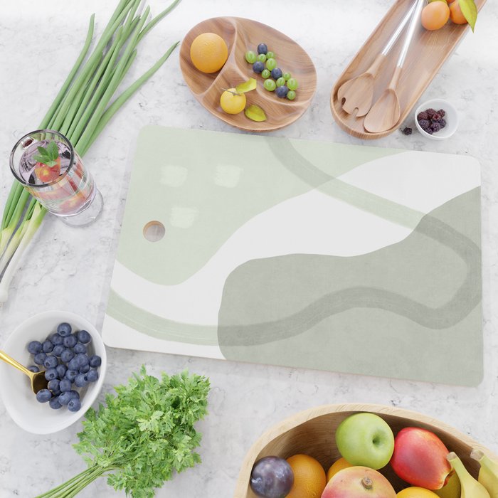 Green watercolor shapes Cutting Board Gallery Image 2
