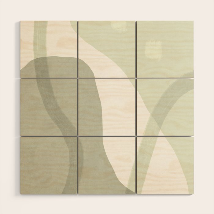 Green watercolor shapes Wood Wall Art Gallery Image 1