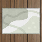 Green watercolor shapes Outdoor Rug Gallery Image 1