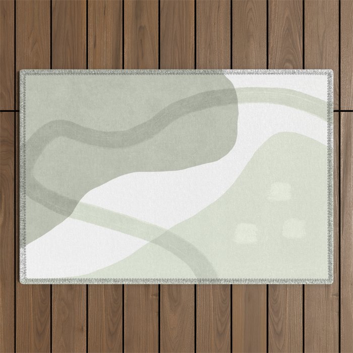 Green watercolor shapes Outdoor Rug Gallery Image 1