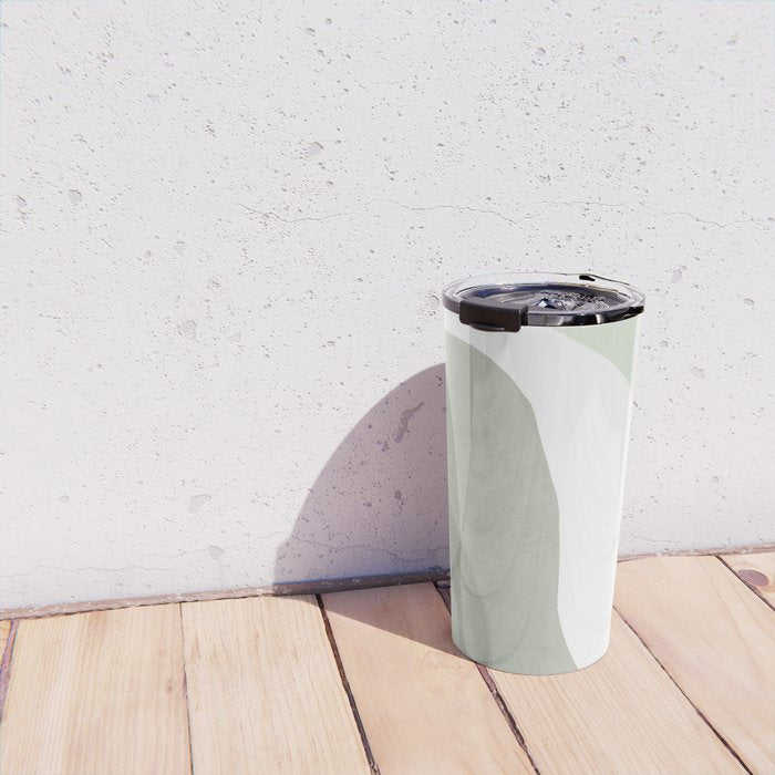 Green watercolor shapes Travel Mug Gallery Image 4