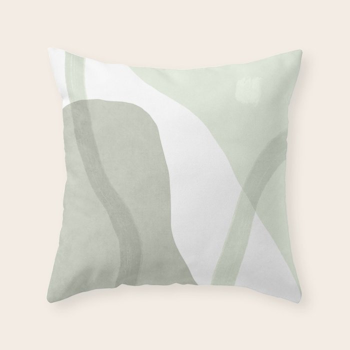 Green watercolor shapes Throw Pillow Gallery Image 6