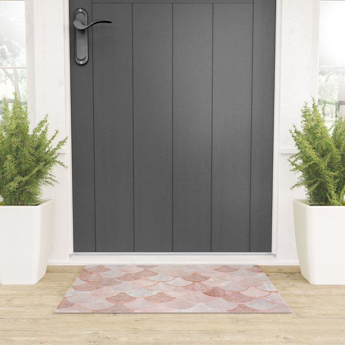 Mermaid Pattern, Pink Aesthetic Welcome Mat Gallery Image 3