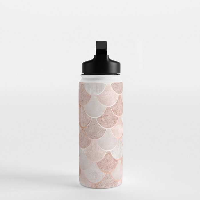 Mermaid Pattern, Pink Aesthetic Water Bottle Gallery Image 3