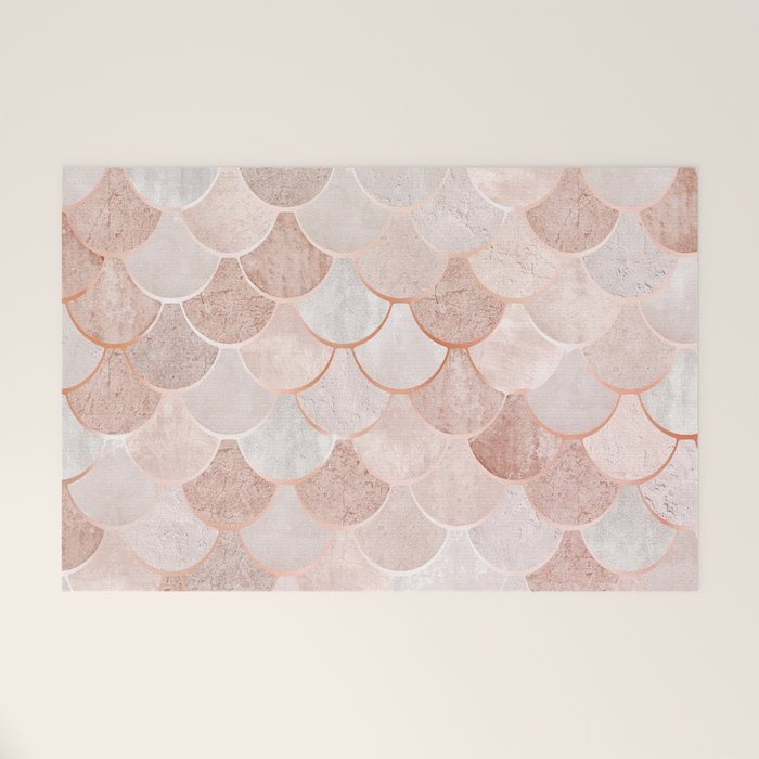Mermaid Pattern, Pink Aesthetic Welcome Mat Gallery Image 1