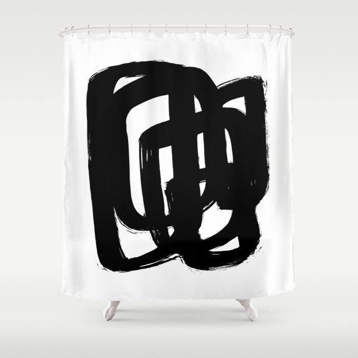 A Heavy Thought White Background Shower Curtain Gallery Image 1