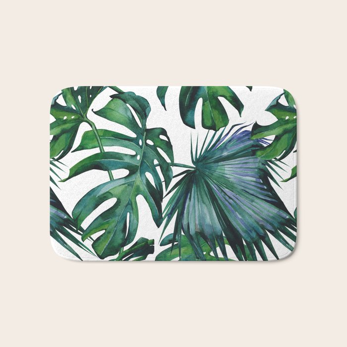 Tropical Palm Leaves Classic Bath Mat Gallery Image 1