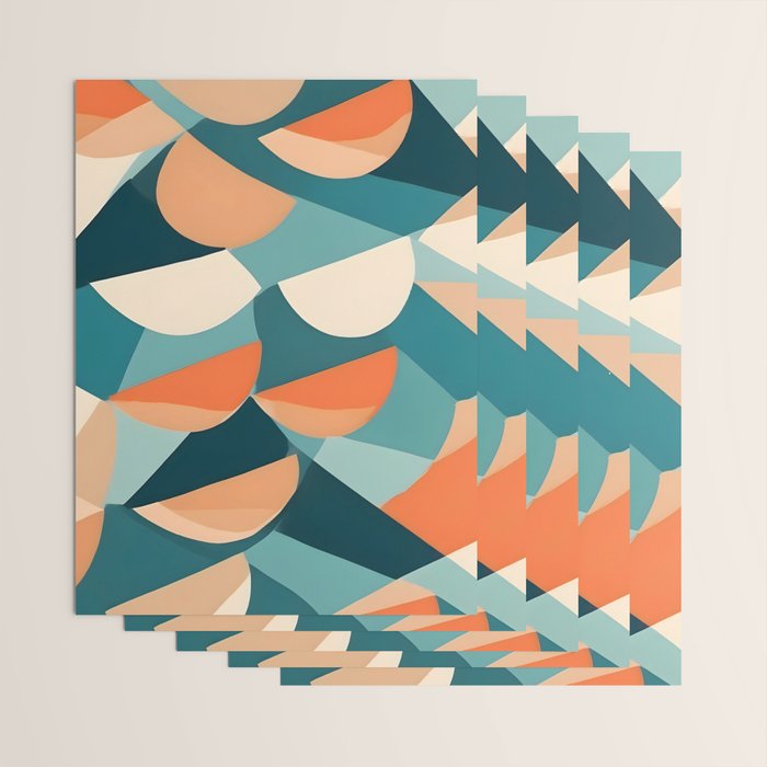 1/4 Cut, Abstract Fresh Fruits Citrus, Orange Lemon Illustration Scandinavian, Pastel Geometric Shapes eclectic Contemporary Modern Boho Wrapping Paper Gallery Image 3