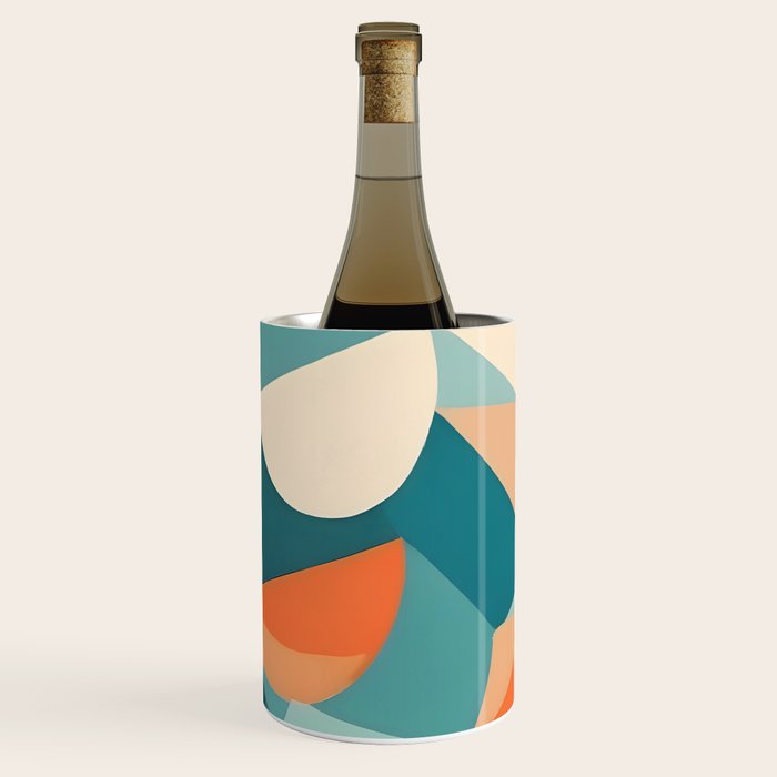 1/4 Cut, Abstract Fresh Fruits Citrus, Orange Lemon Illustration Scandinavian, Pastel Geometric Shapes eclectic Contemporary Modern Boho Wine Chiller Gallery Image 3